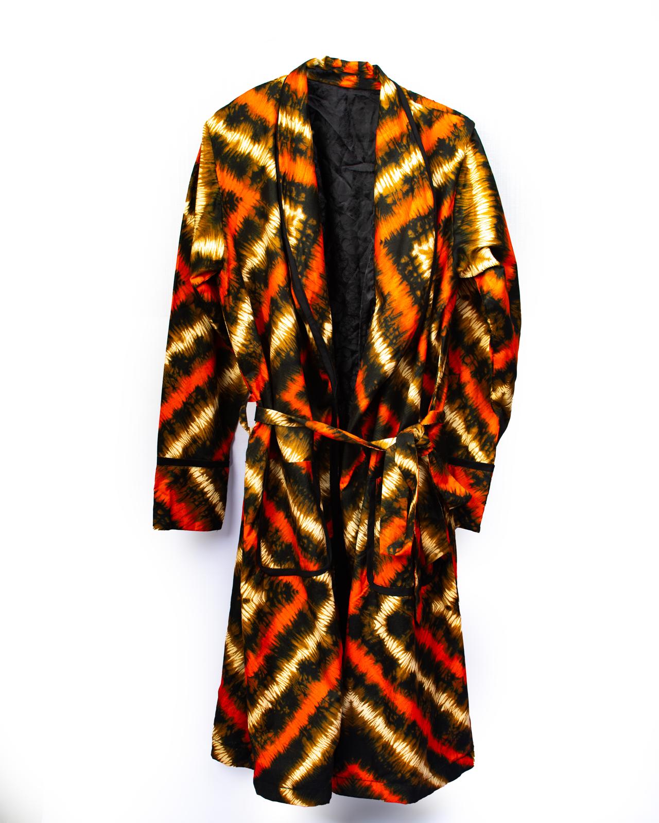 The Aanun Long Jacket – Gold & Orange African Print