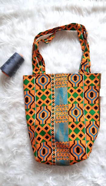 The Omolayo Tote Bag – Multicoloured African Print (Yellow, Green & Blue)